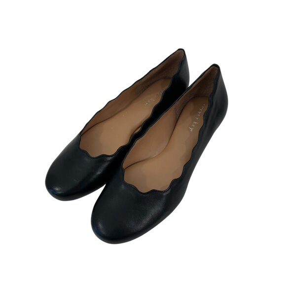 Copper Key Womens Black Leather Scalloped Ballet Flats Size 7.5 - Picture 8 of 11